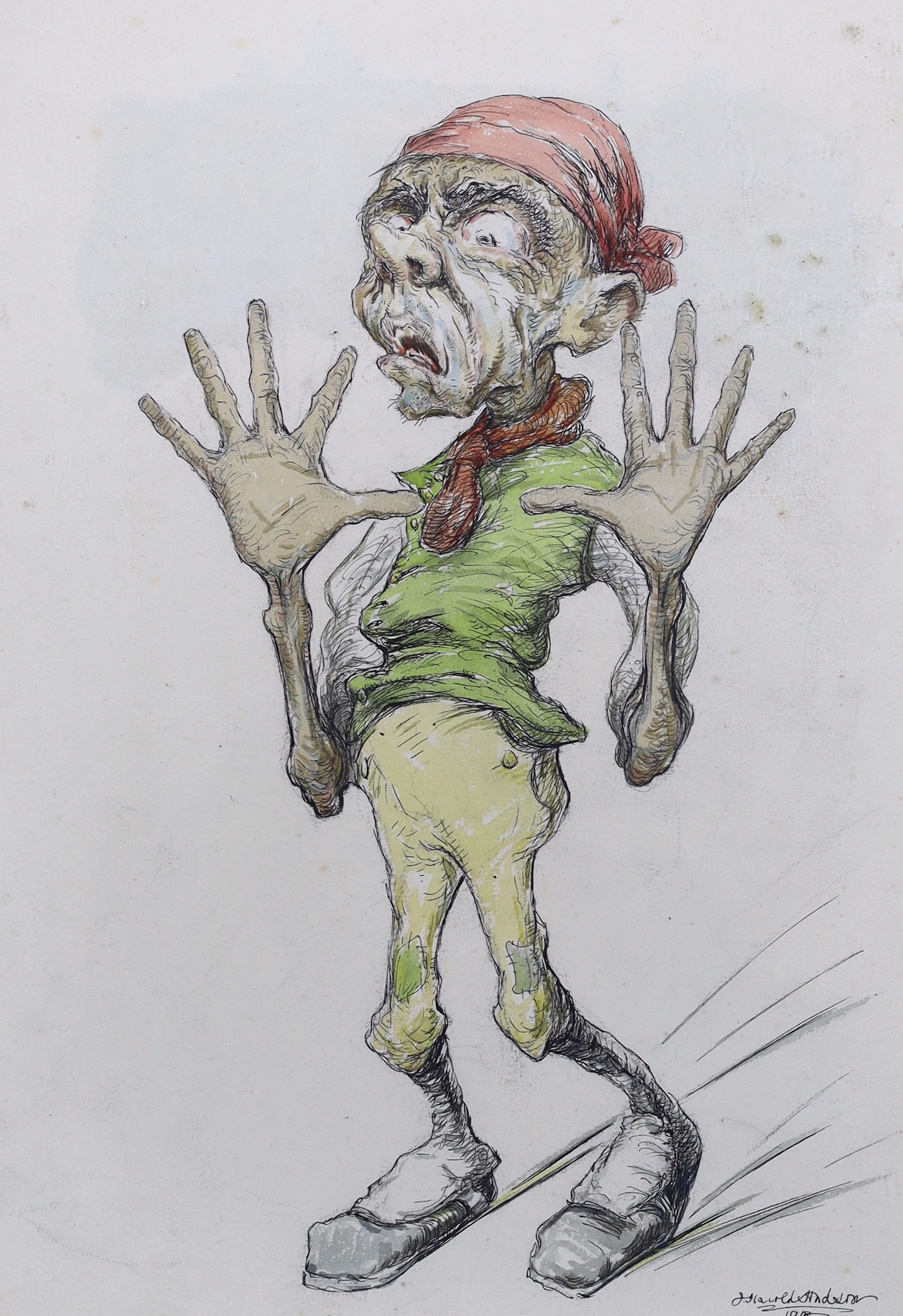 John Harold Hudson (exh. 1910-1916), two ink and watercolours, Caricatures, each signed and dated 1918, 34 x 24cm